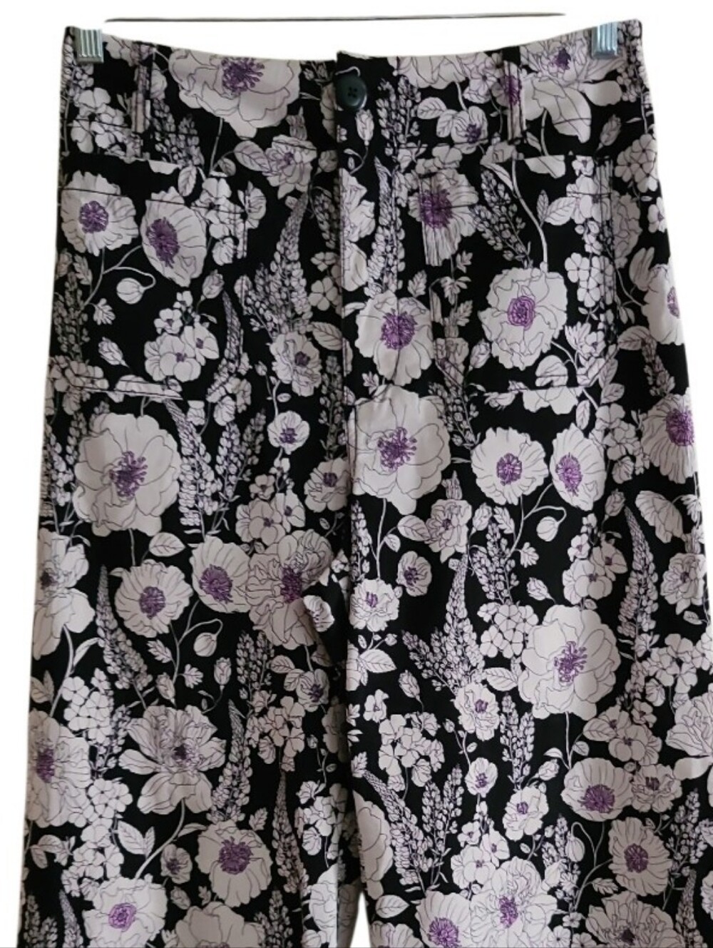 NWOT Maeve Anthroplogie The Colette Wide-Leg Cropped Pant Black Floral - Picture 5 of 15